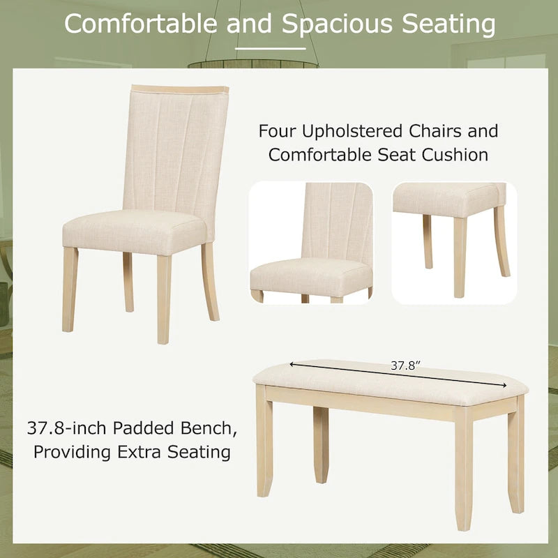 Ensemble de salle à manger contemporain 6 pièces avec table sur pied et 4 chaises