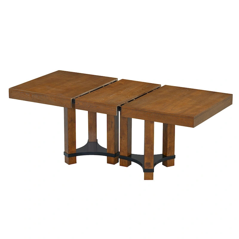 Ensemble de salle à manger rustique 7 pièces avec table extensible et 6 chaises