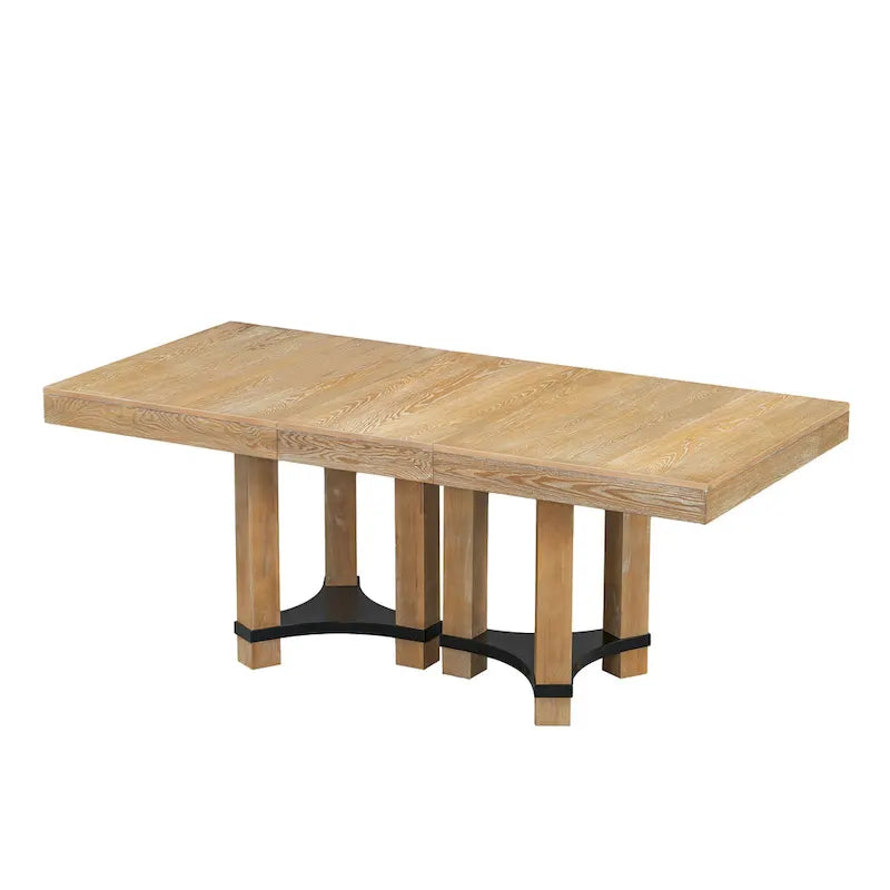 Ensemble de salle à manger rustique 7 pièces avec table extensible et 6 chaises