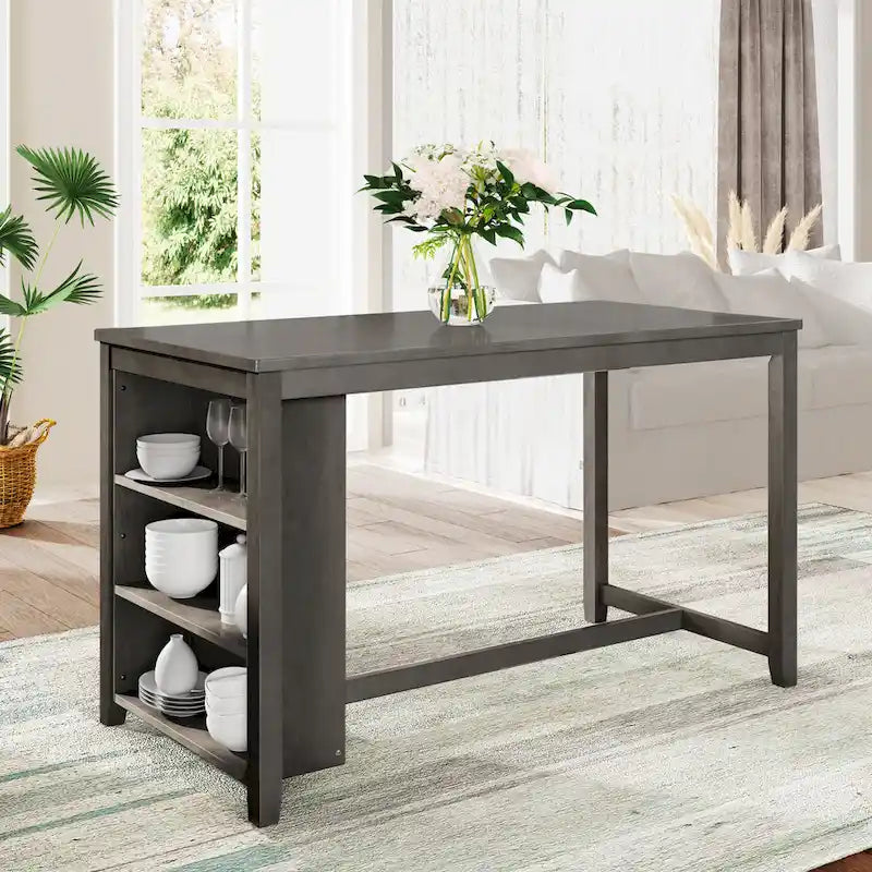 Ensemble de salle à manger rustique 5 pièces avec table de bar en bois et 4 chaises