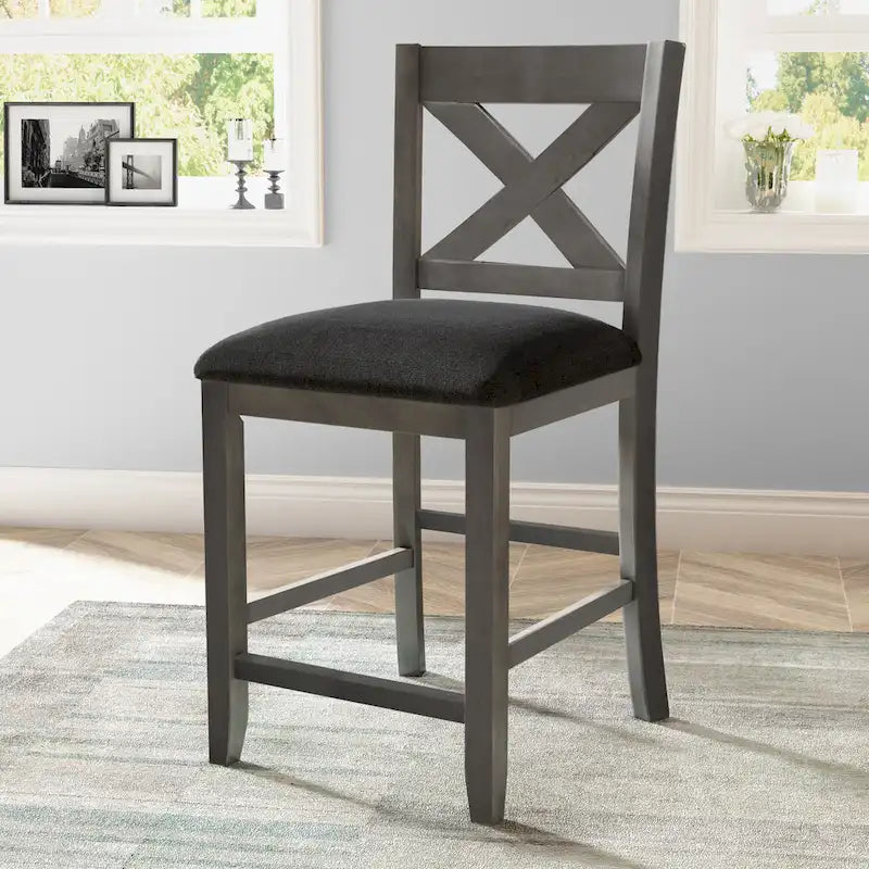 Ensemble de salle à manger rustique 5 pièces avec table de bar en bois et 4 chaises