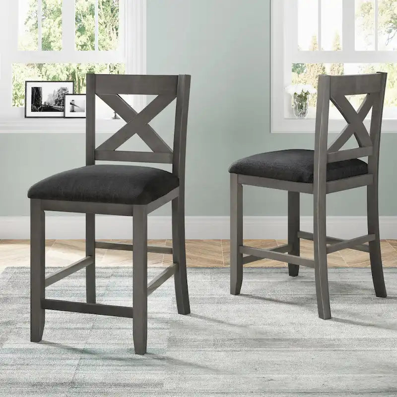 Ensemble de salle à manger rustique 5 pièces avec table de bar en bois et 4 chaises