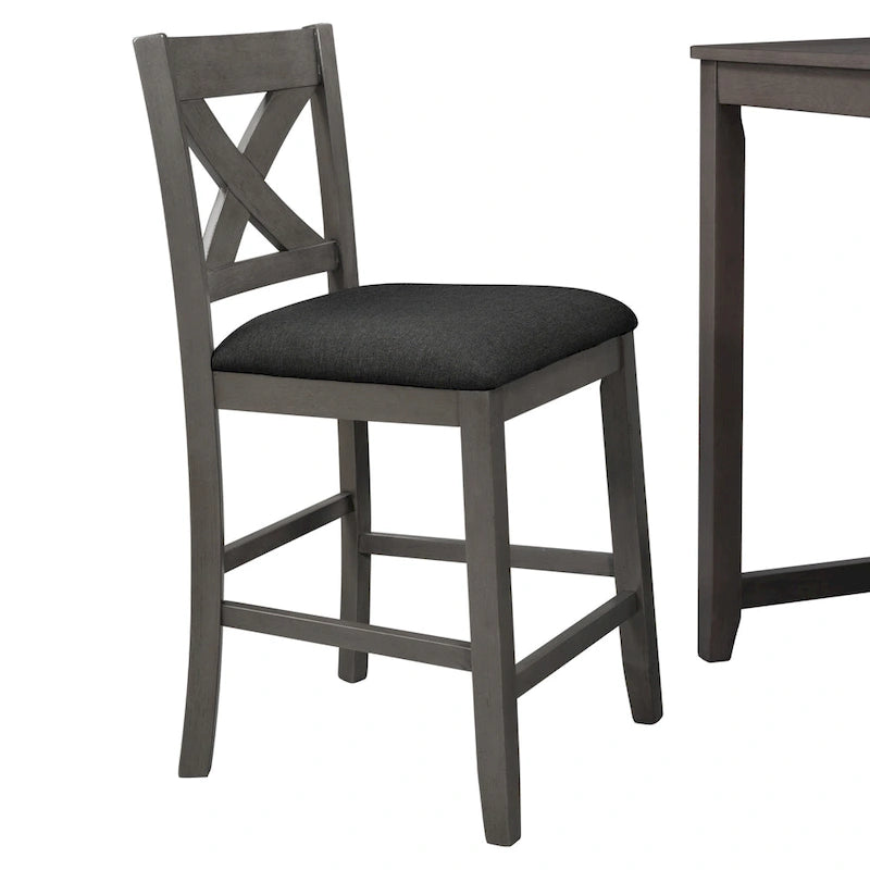 Ensemble de salle à manger rustique 5 pièces avec table de bar en bois et 4 chaises
