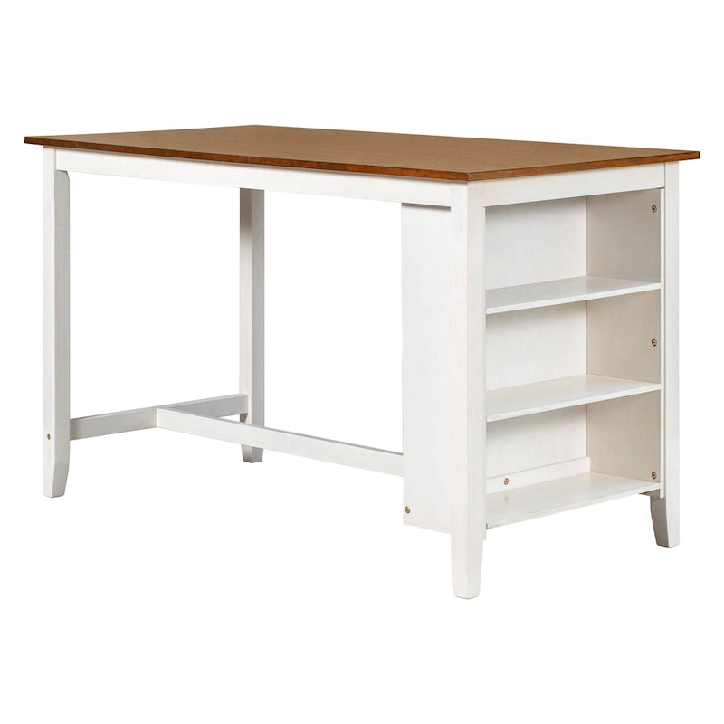 Ensemble de salle à manger rustique 5 pièces avec table de bar en bois et 4 chaises