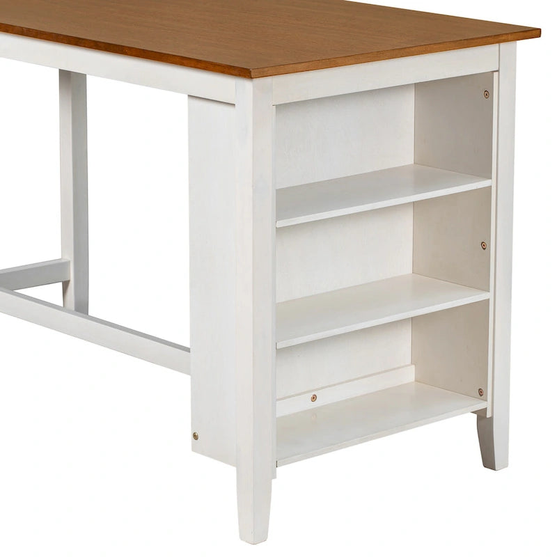 Ensemble de salle à manger rustique 5 pièces avec table de bar en bois et 4 chaises