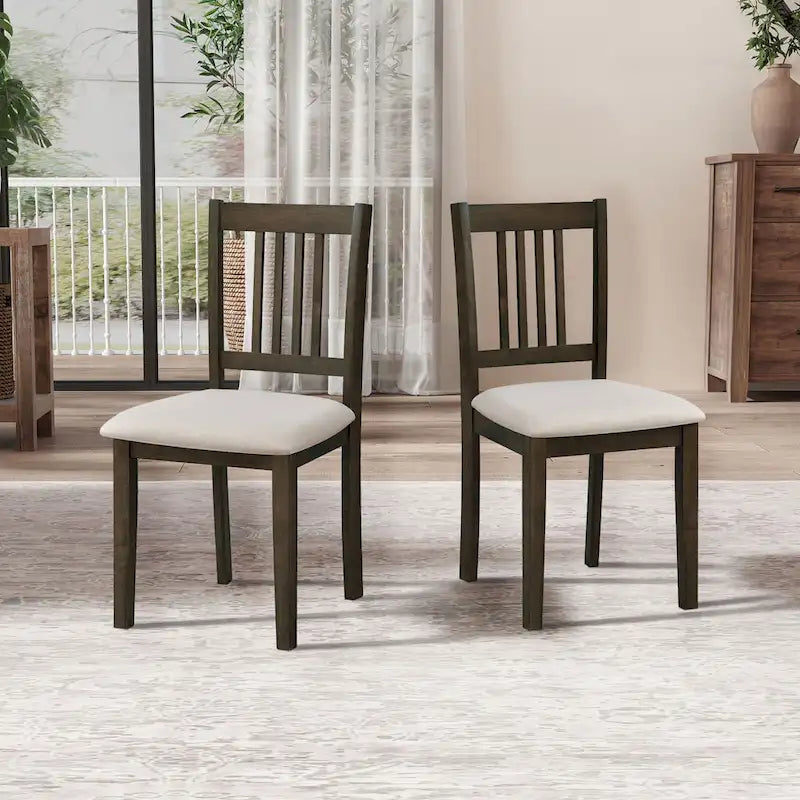Ensemble de salle à manger moderne 5 pièces avec table carrée et 4 chaises rembourrées à dossier à lattes