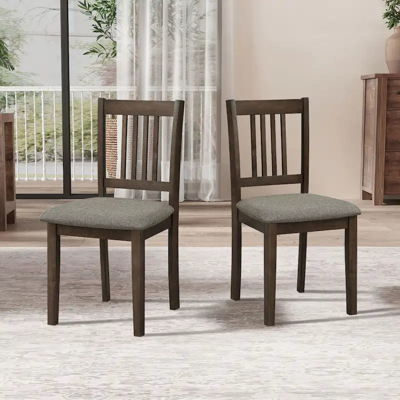 Ensemble de salle à manger moderne 5 pièces avec table carrée et 4 chaises rembourrées à dossier à lattes