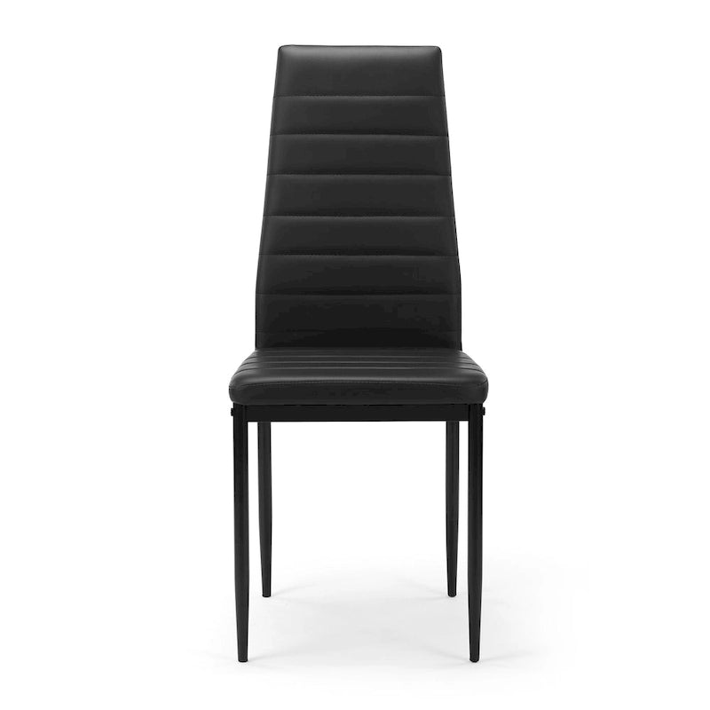Ensemble de salle à manger moderne 5 pièces avec table rectangulaire en verre trempé et 4 chaises rembourrées à dossier haut