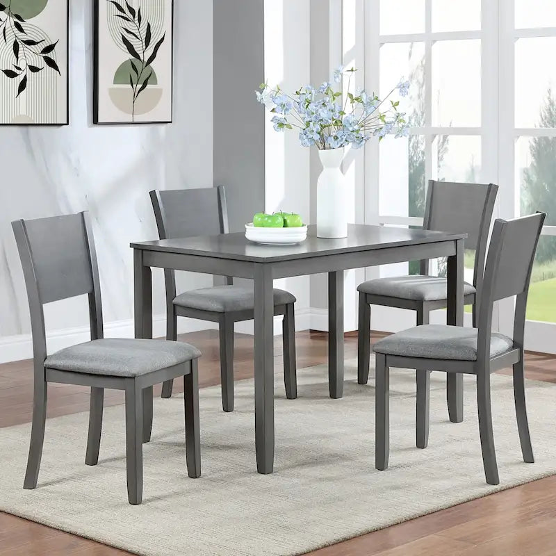 Ensemble de salle à manger moderne 5 pièces avec table rectangulaire hauteur comptoir et 4 chaises rembourrées