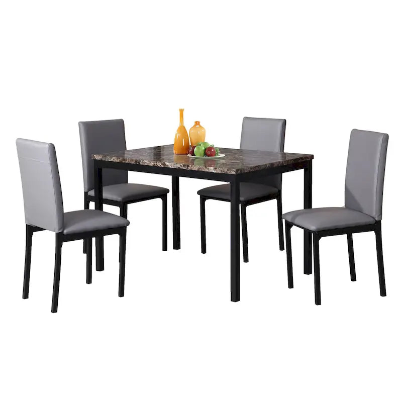 Ensemble de salle à manger 5 pièces de style moderne avec table rectangulaire et 4 chaises hautes rembourrées