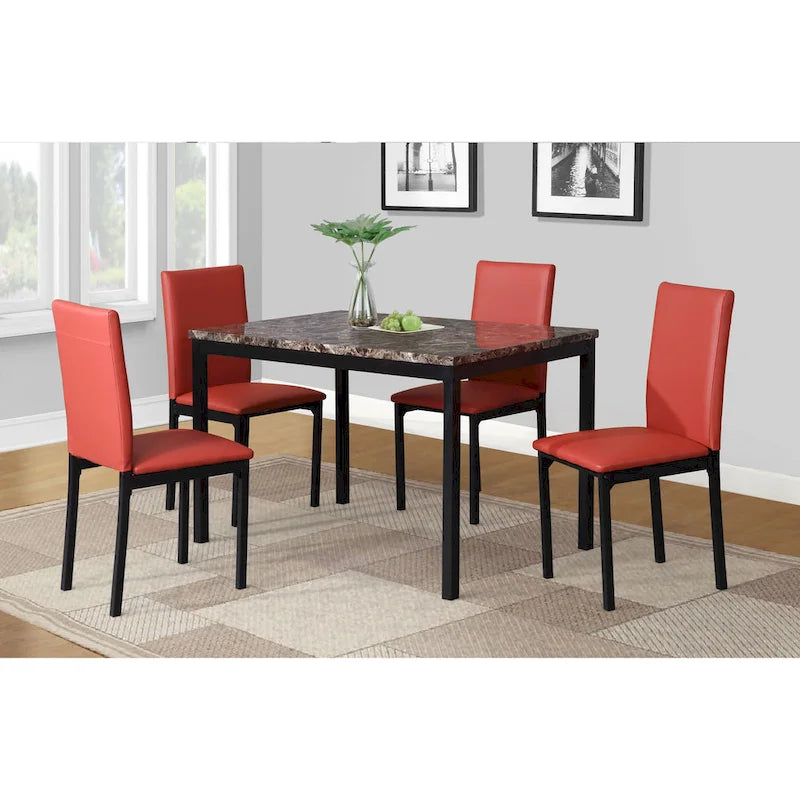 Ensemble de salle à manger 5 pièces de style moderne avec table rectangulaire et 4 chaises hautes rembourrées