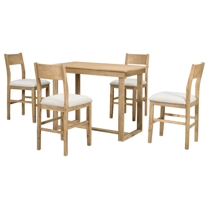 Ensemble de salle à manger 5 pièces de hauteur comptoir Marron Ferme avec 4 chaises