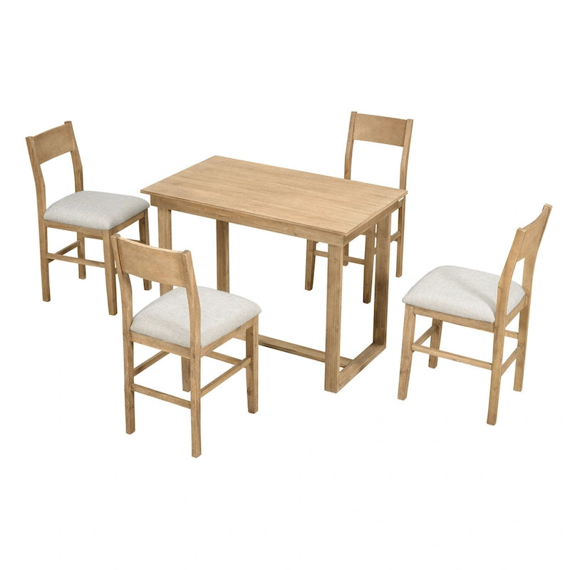 Ensemble de salle à manger 5 pièces de hauteur comptoir Marron Ferme avec 4 chaises