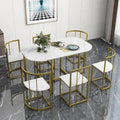Ensemble de salle à manger moderne 7 pièces avec table demi-ronde et 6 chaises à structure métallique