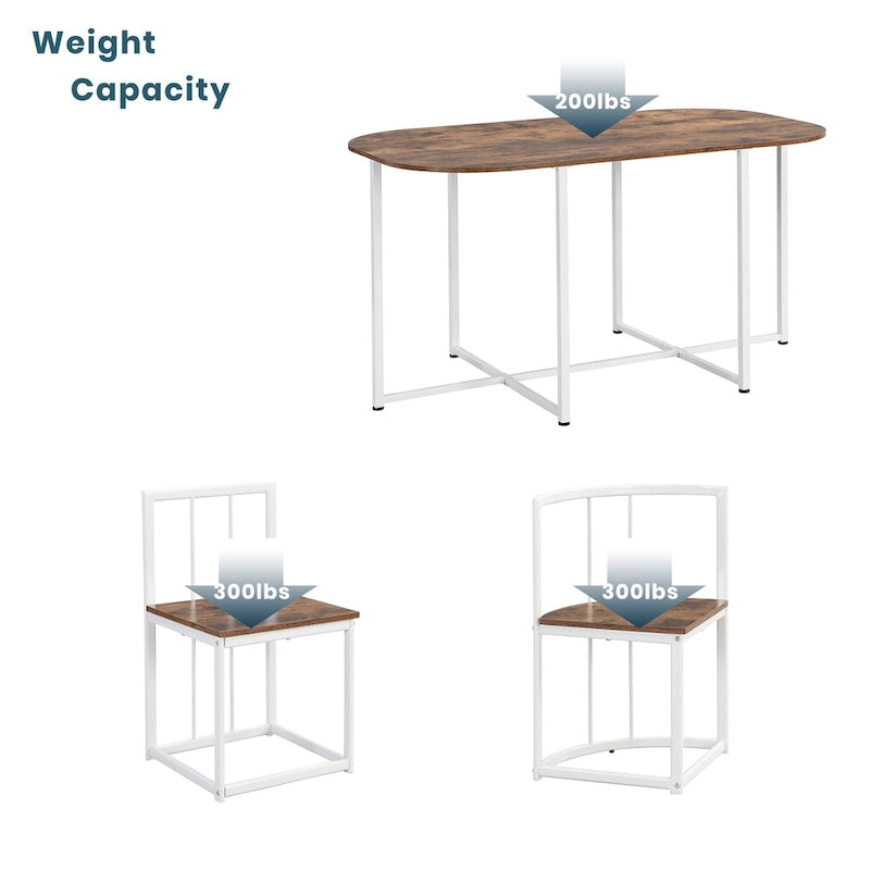 Ensemble de salle à manger moderne 7 pièces avec table demi-ronde et 6 chaises à structure métallique