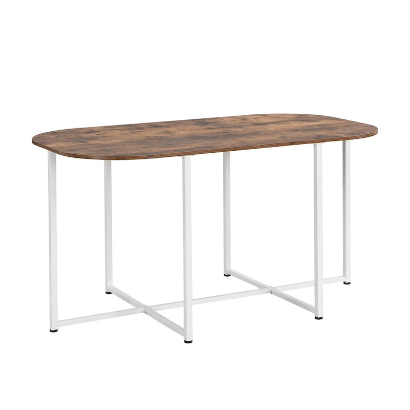 Ensemble de salle à manger moderne 7 pièces avec table demi-ronde et 6 chaises à structure métallique