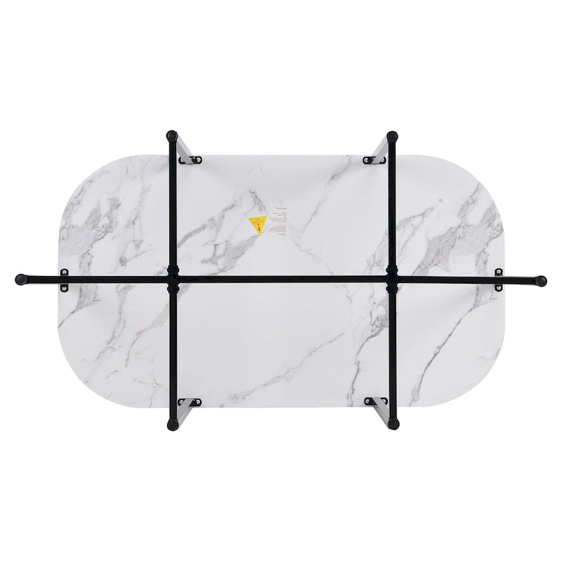 Ensemble de salle à manger moderne 7 pièces avec table demi-ronde et 6 chaises à structure métallique