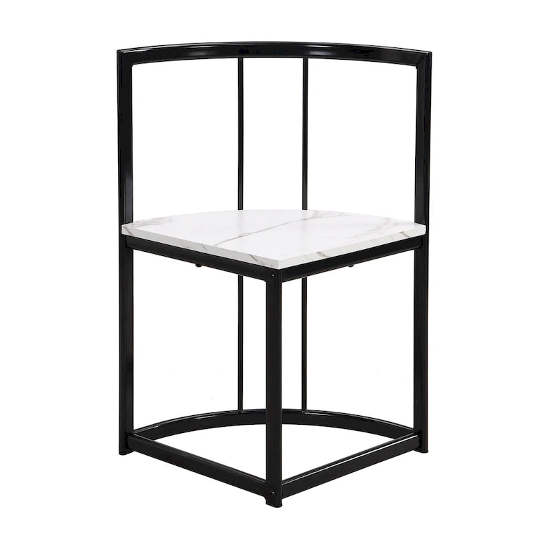 Ensemble de salle à manger moderne 7 pièces avec table demi-ronde et 6 chaises à structure métallique