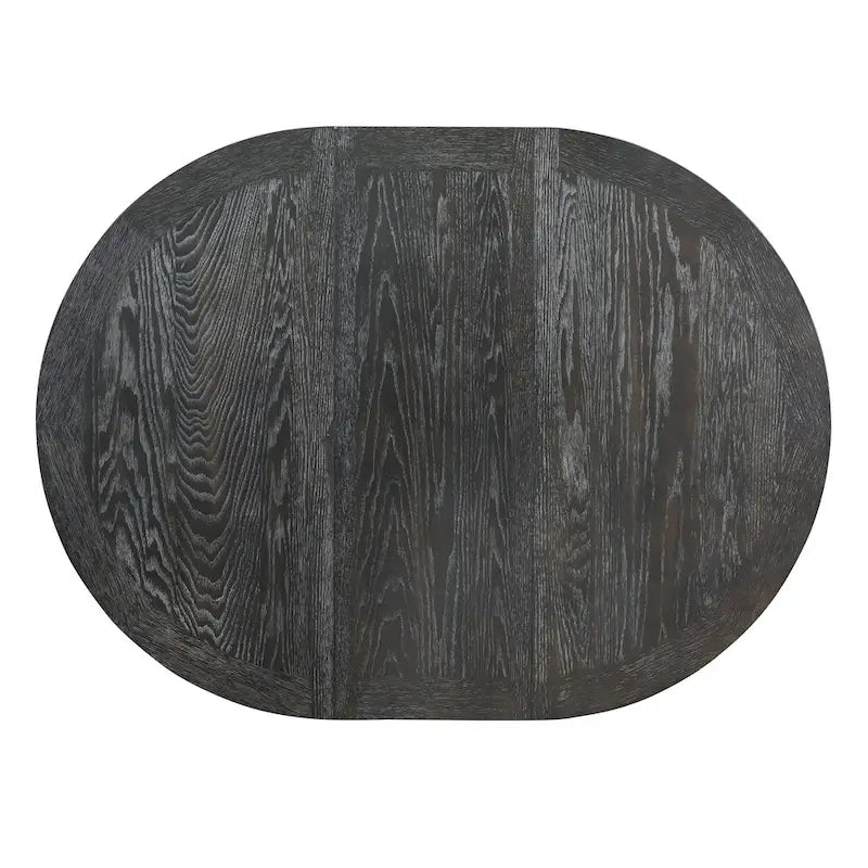 Ensemble de salle à manger 5 pièces en bois noir avec table ronde extensible et 4 chaises
