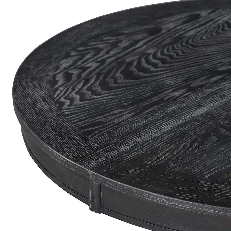 Ensemble de salle à manger 5 pièces en bois noir avec table ronde extensible et 4 chaises