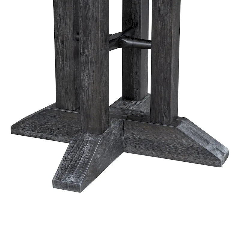 Ensemble de salle à manger 5 pièces en bois noir avec table ronde extensible et 4 chaises