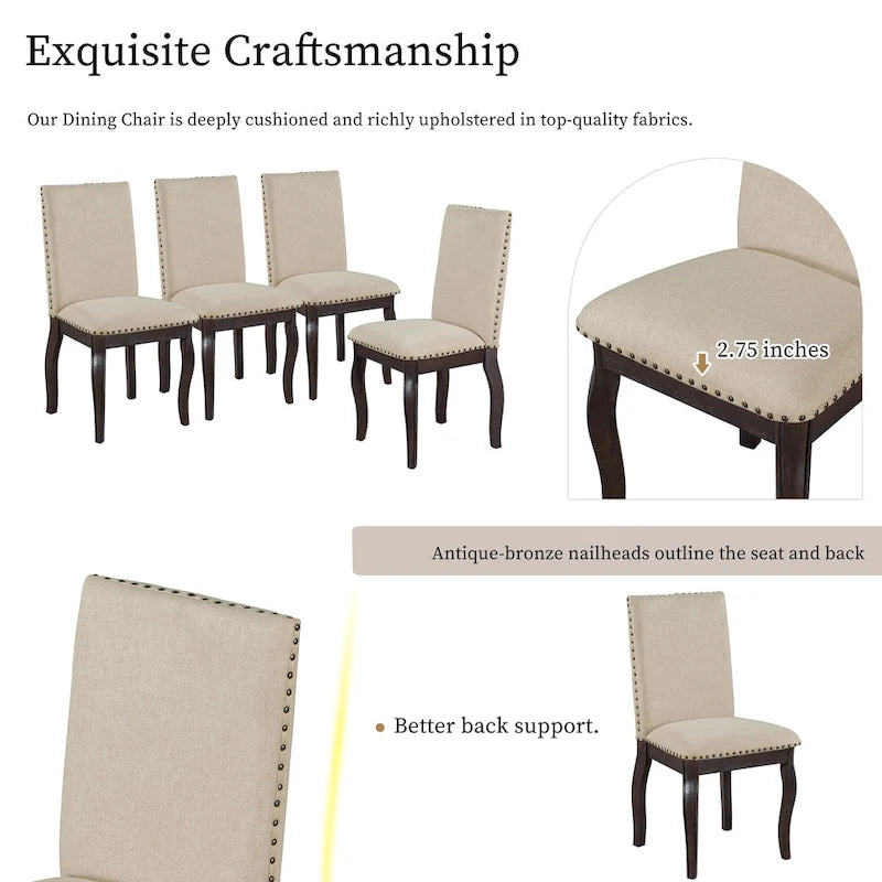Ensemble de salle à manger 5 pièces en bois avec table ronde extensible et 4 chaises