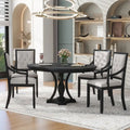 Ensemble de salle à manger noir 5 pièces en bois avec table ronde extensible et 4 fauteuils