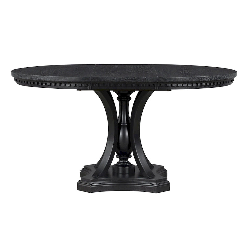 Ensemble de salle à manger noir 5 pièces en bois avec table ronde extensible et 4 fauteuils