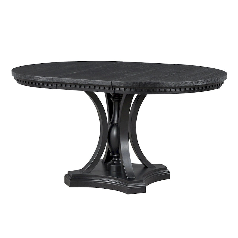 Ensemble de salle à manger noir 5 pièces en bois avec table ronde extensible et 4 fauteuils