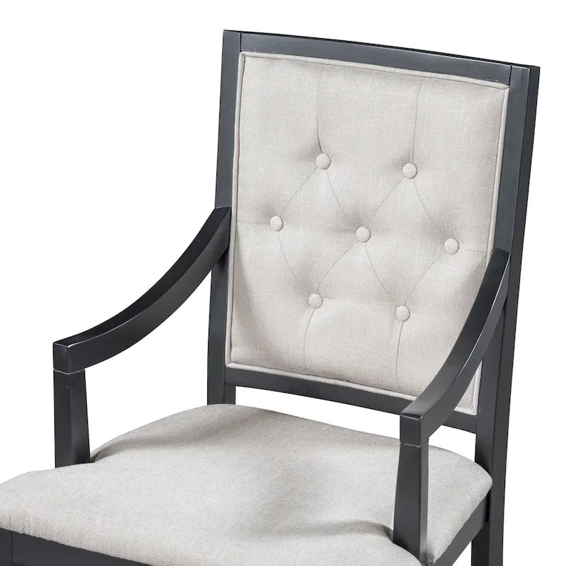 Ensemble de salle à manger noir 5 pièces en bois avec table ronde extensible et 4 fauteuils