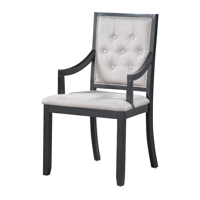 Ensemble de salle à manger noir 5 pièces en bois avec table ronde extensible et 4 fauteuils