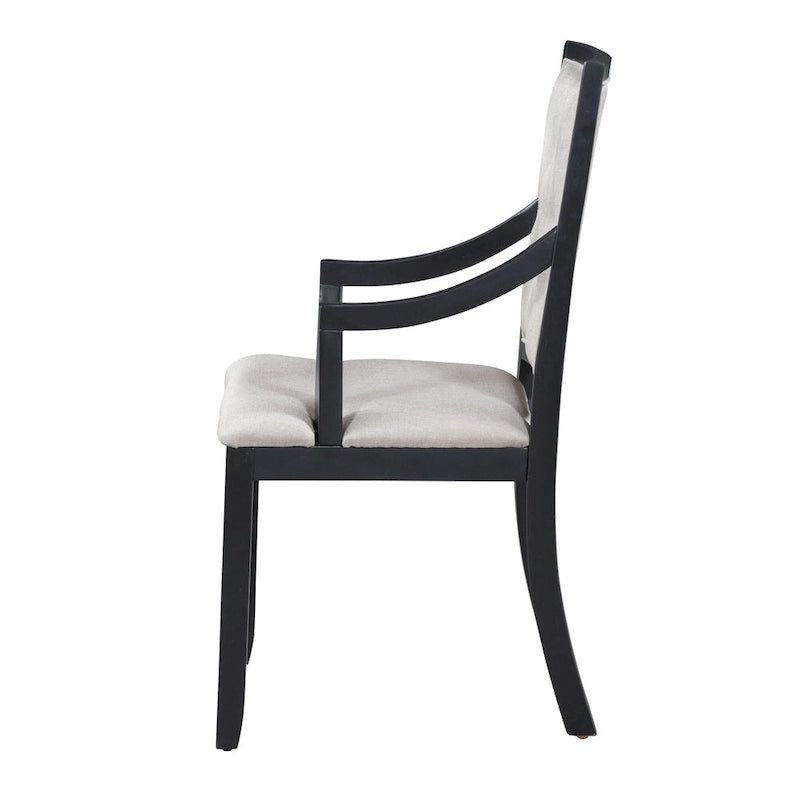 Ensemble de salle à manger noir 5 pièces en bois avec table ronde extensible et 4 fauteuils