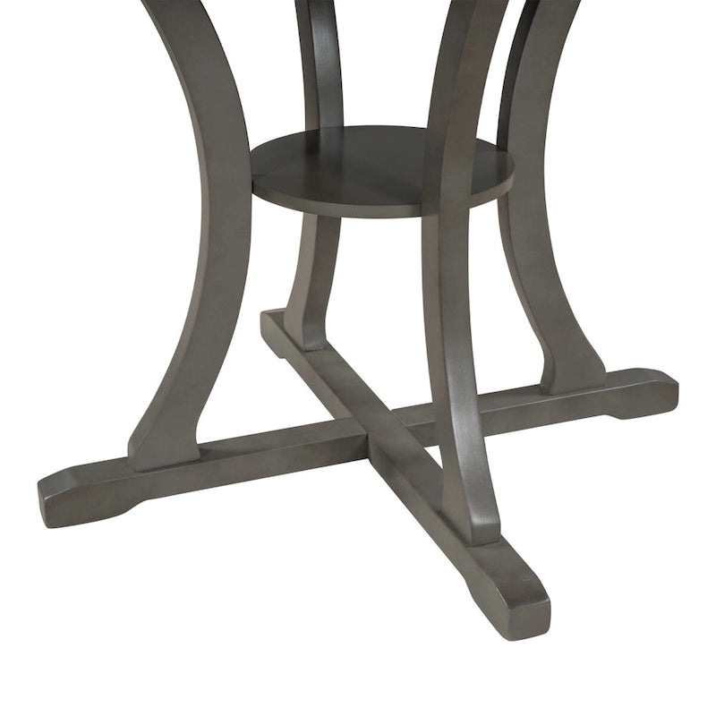 Ensemble de salle à manger rétro 5 pièces en bois avec 4 chaises et table ronde
