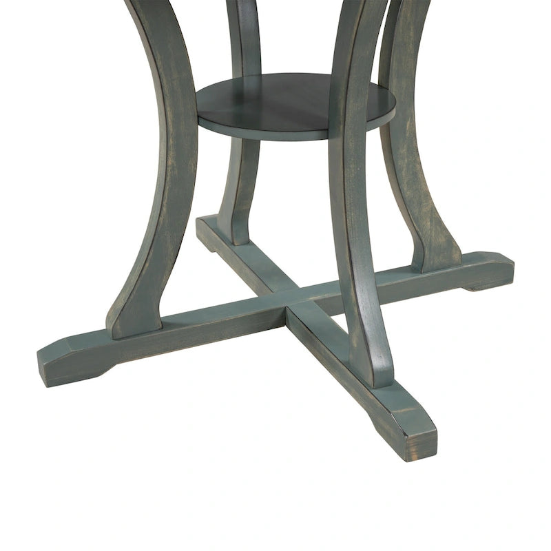 Ensemble de salle à manger rétro 5 pièces en bois avec 4 chaises et table ronde