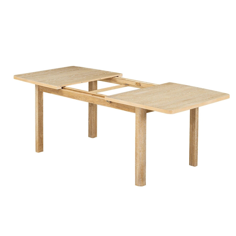 Ensemble de salle à manger en bois 7 pièces avec table extensible, 6 chaises sans accoudoirs et 2 fauteuils