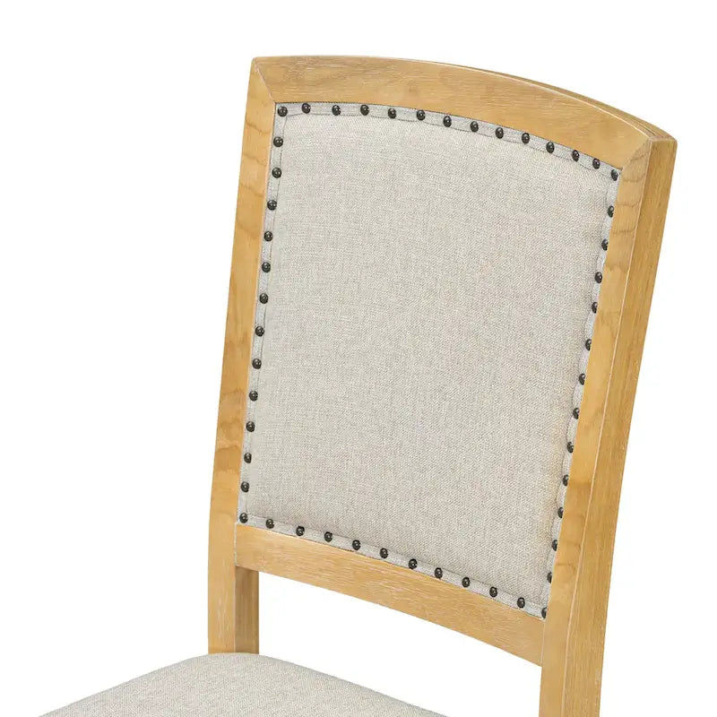 Ensemble de salle à manger en bois 7 pièces avec table extensible, 6 chaises sans accoudoirs et 2 fauteuils