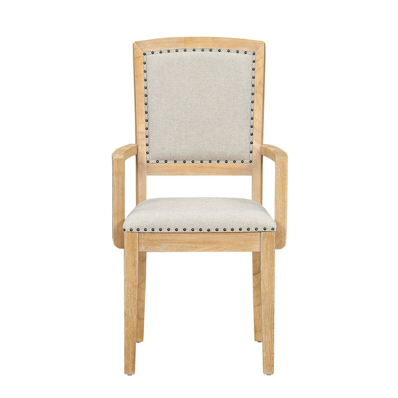 Ensemble de salle à manger en bois 7 pièces avec table extensible, 6 chaises sans accoudoirs et 2 fauteuils