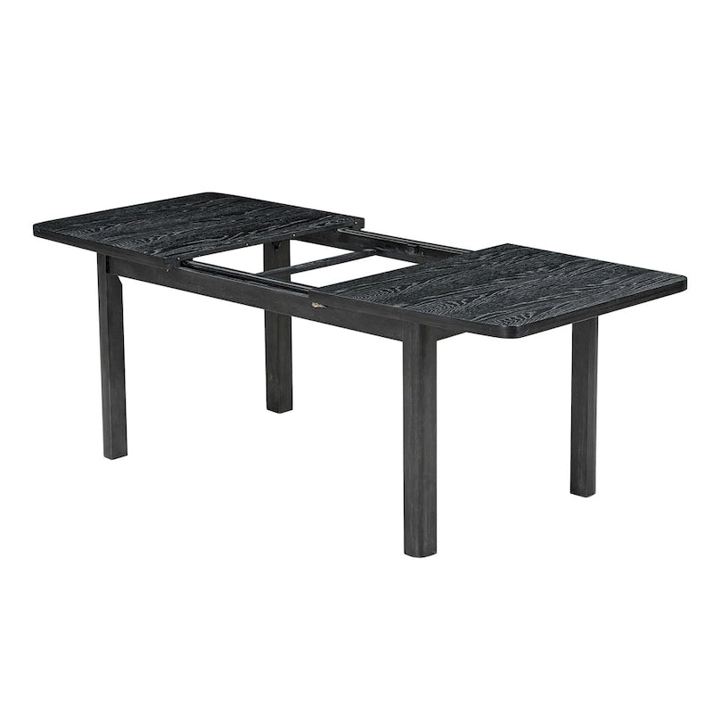 Ensemble de salle à manger en bois 7 pièces avec table extensible, 6 chaises sans accoudoirs et 2 fauteuils