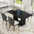 Ensemble de salle à manger 5 pièces de style moderne avec table rectangulaire et 4 chaises de salle à manger à dossier élargi