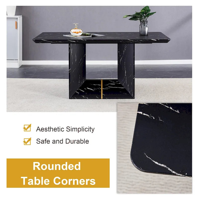 Ensemble de salle à manger 5 pièces de style moderne avec table rectangulaire et 4 chaises de salle à manger à dossier élargi