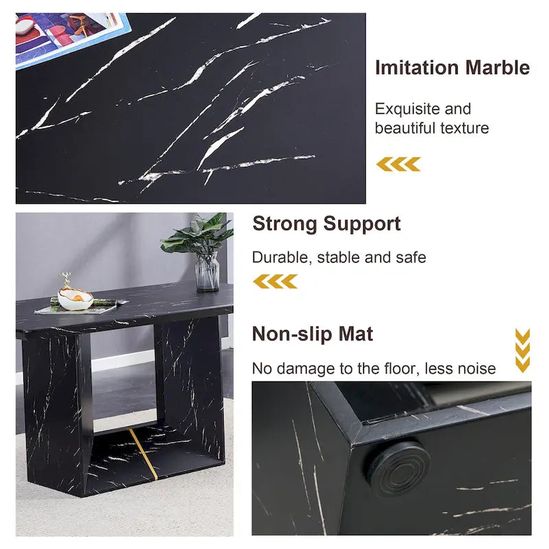 Ensemble de salle à manger 5 pièces de style moderne avec table rectangulaire et 4 chaises de salle à manger à dossier élargi
