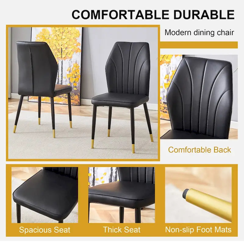Ensemble de salle à manger 5 pièces de style moderne avec table rectangulaire et 4 chaises de salle à manger à dossier élargi