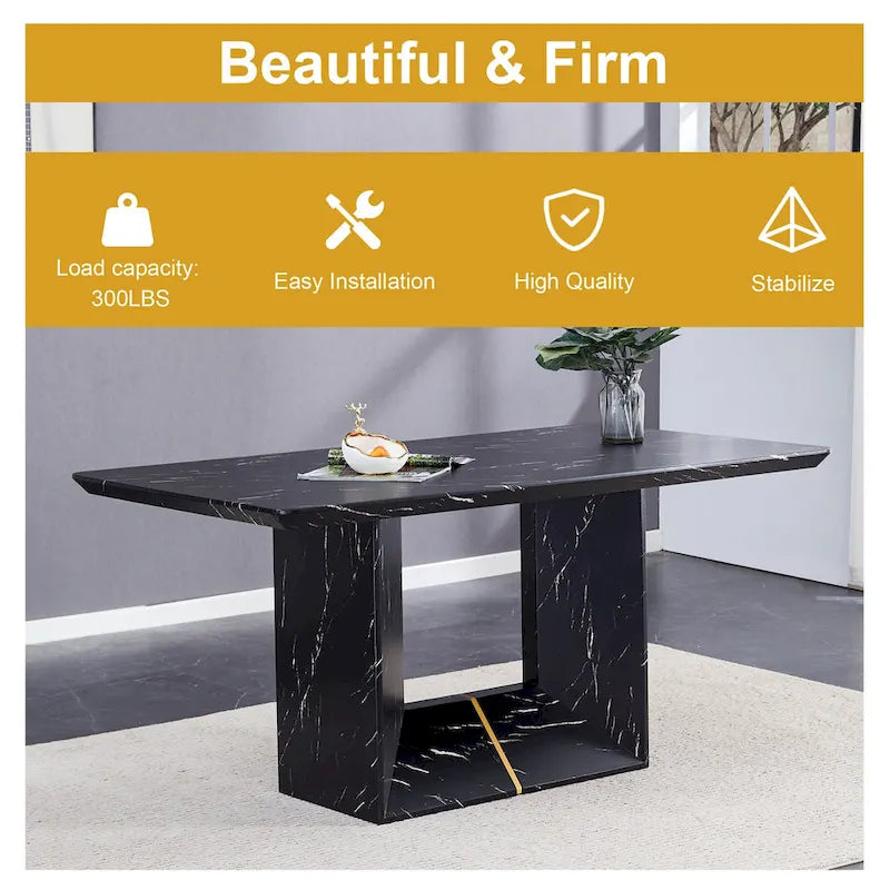 Ensemble de salle à manger 5 pièces de style moderne avec table rectangulaire et 4 chaises de salle à manger à dossier élargi