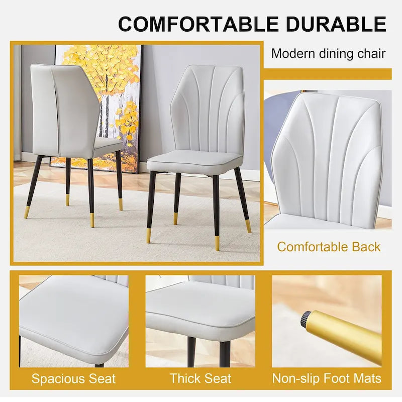 Ensemble de salle à manger 5 pièces de style moderne avec table rectangulaire et 4 chaises de salle à manger à dossier élargi