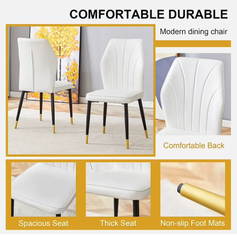 Ensemble de salle à manger 5 pièces de style moderne avec table rectangulaire et 4 chaises de salle à manger à dossier élargi