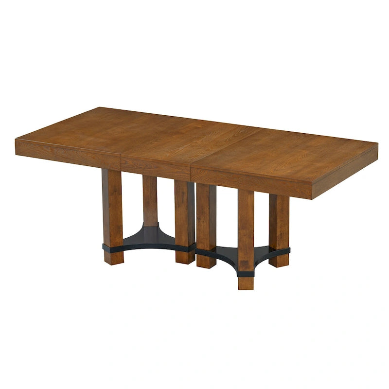 Ensemble de salle à manger 7 pièces de style rustique avec table extensible à rallonge amovible, 2 fauteuils et 4 chaises sans accoudoirs