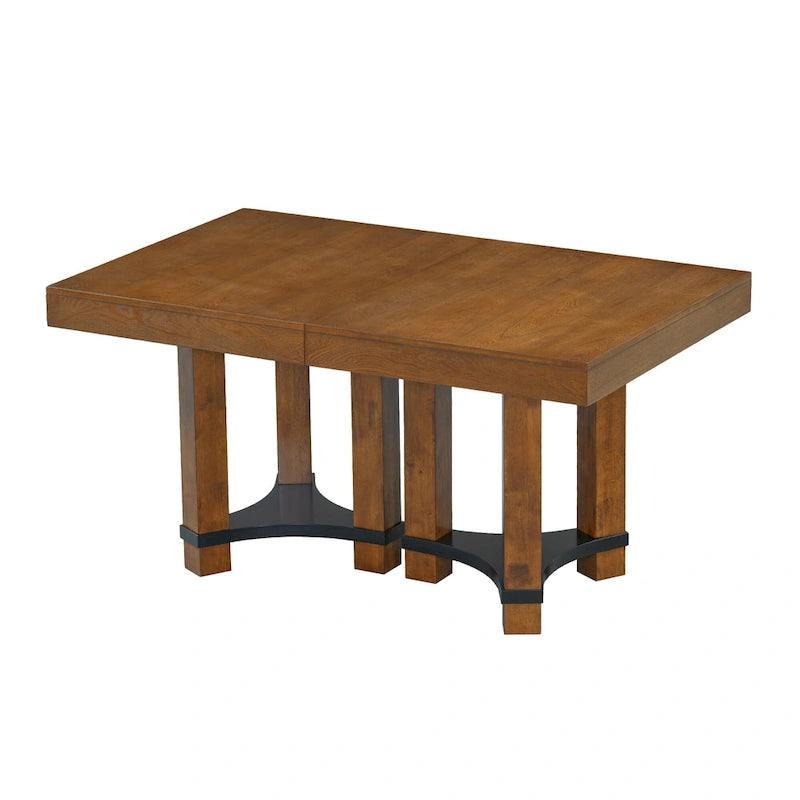 Ensemble de salle à manger 7 pièces de style rustique avec table extensible à rallonge amovible, 2 fauteuils et 4 chaises sans accoudoirs