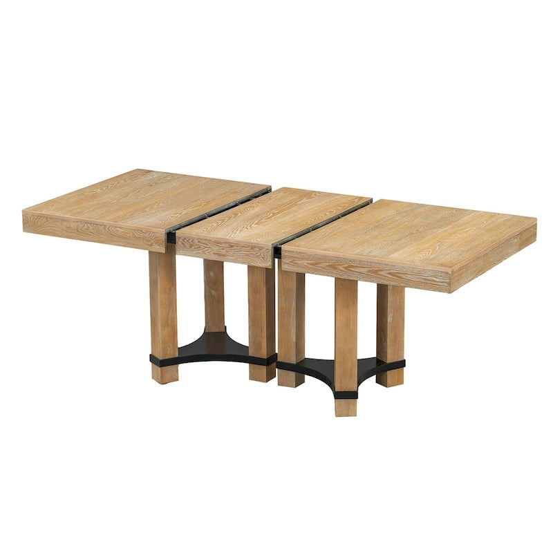 Ensemble de salle à manger 7 pièces de style rustique avec table extensible à rallonge amovible, 2 fauteuils et 4 chaises sans accoudoirs