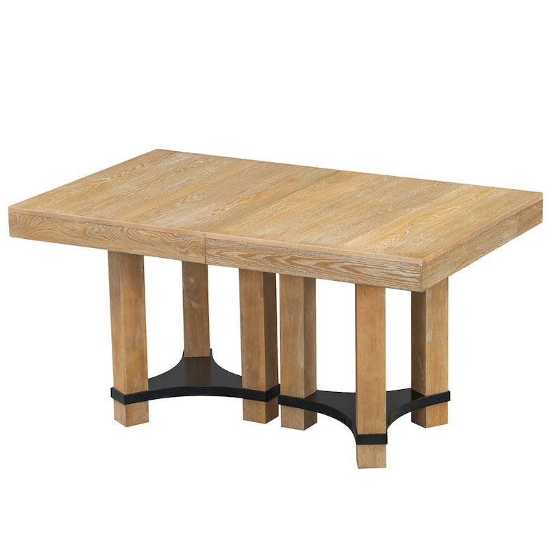 Ensemble de salle à manger 7 pièces de style rustique avec table extensible à rallonge amovible, 2 fauteuils et 4 chaises sans accoudoirs