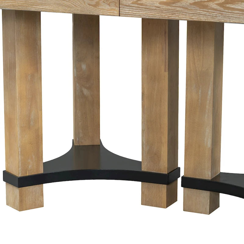 Ensemble de salle à manger 7 pièces de style rustique avec table extensible à rallonge amovible, 2 fauteuils et 4 chaises sans accoudoirs